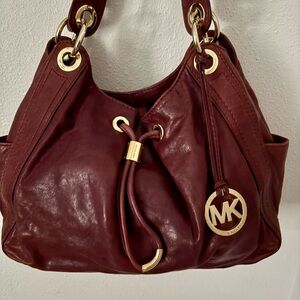 Michael Kors Ludlow Plum Leather Shoulder Bag
